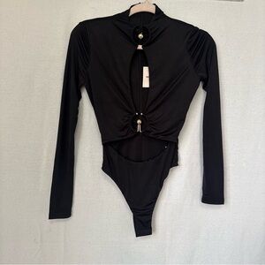 Superdown Black Bodysuit with Gold details